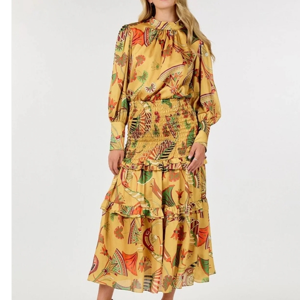 CqbyCq Vibrant Yellow and Green Maxi/Midi Dress